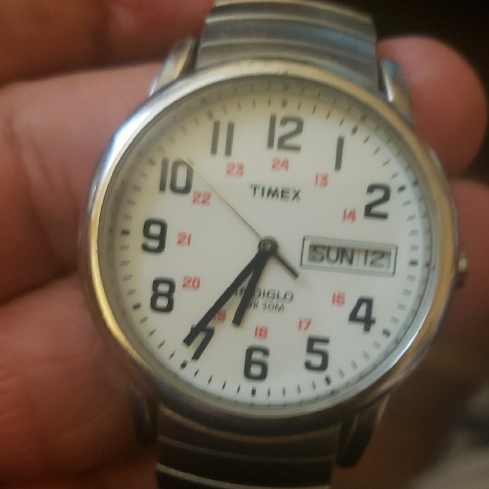 Timex Silver and White Analog Watch